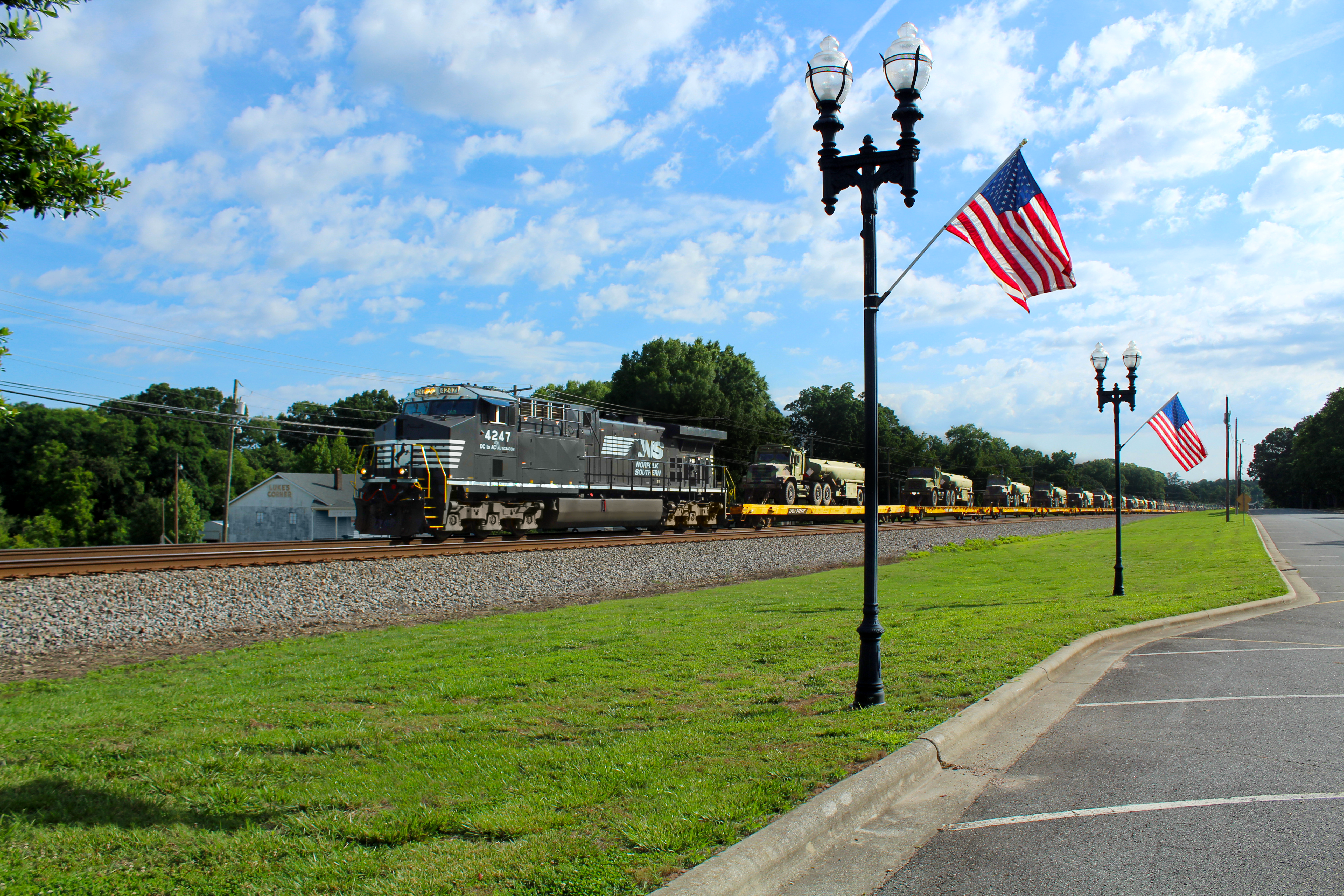 Norfolk Southern Train Transporting Military Equipment; Landis, North Carolina